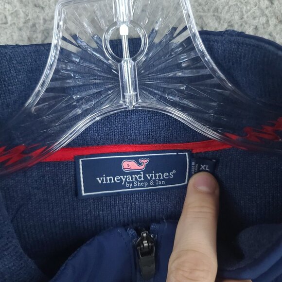 Vineyard Vines Jacket Mens Xl Blue 1/4 Zip Long Sleeve Puffer - Picture 3 of 8